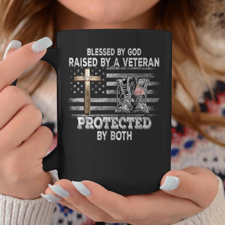 Blessed By God Raised By A Veteran Protected By Both Coffee Mug Unique Gifts