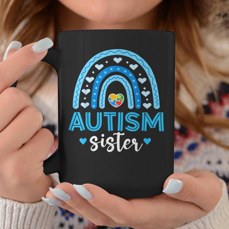 Blue Rainbow Autism Awareness Sister Heart Puzzle For Girls Coffee Mug Unique Gifts