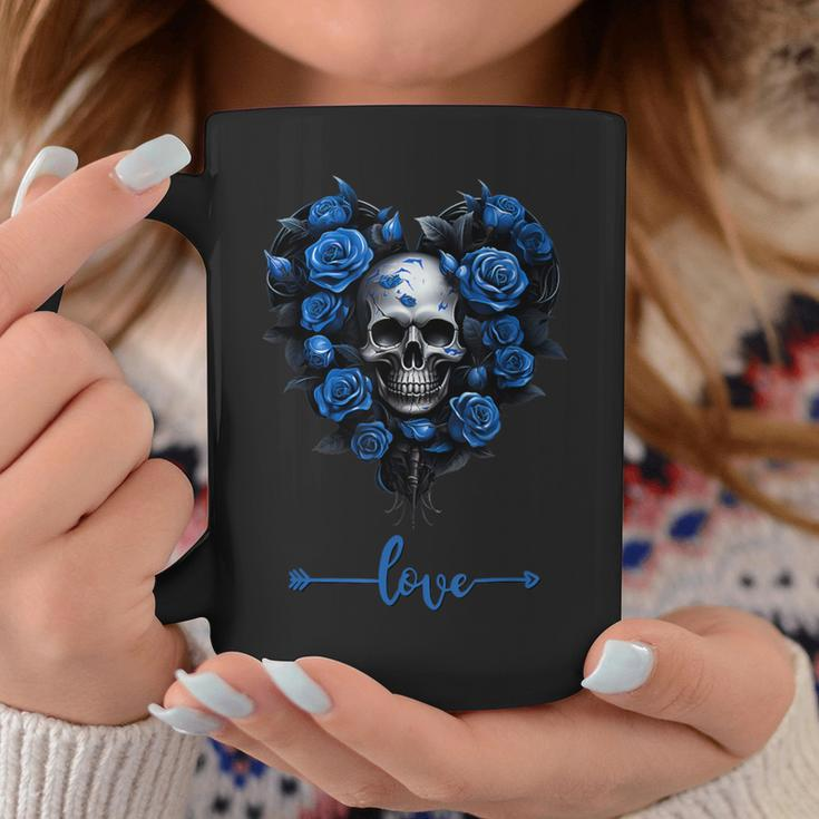 Blue Roses Skull For Valentine´S Love Rock For Women Coffee Mug Unique Gifts