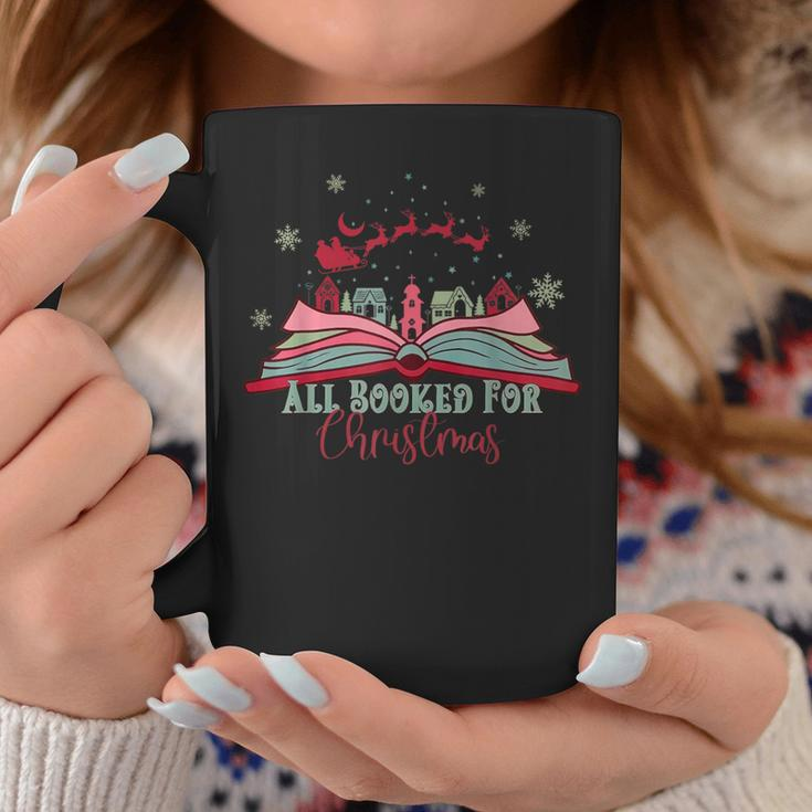 All Booked For Christmas Reindeer Sleigh Santa Bookworm Xmas Coffee Mug Funny Gifts