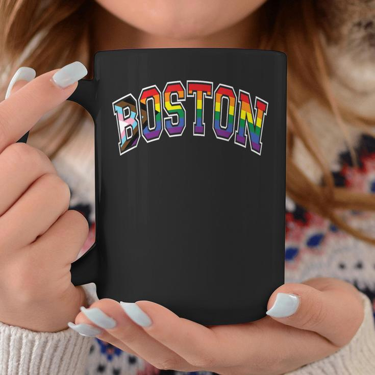 Boston Arched Style Text Progress Pride Pattern Coffee Mug Unique Gifts