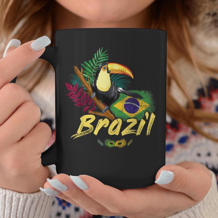 Brazil Vintage Toucan With Flag And Samba Mask Tassen Lustige Geschenke