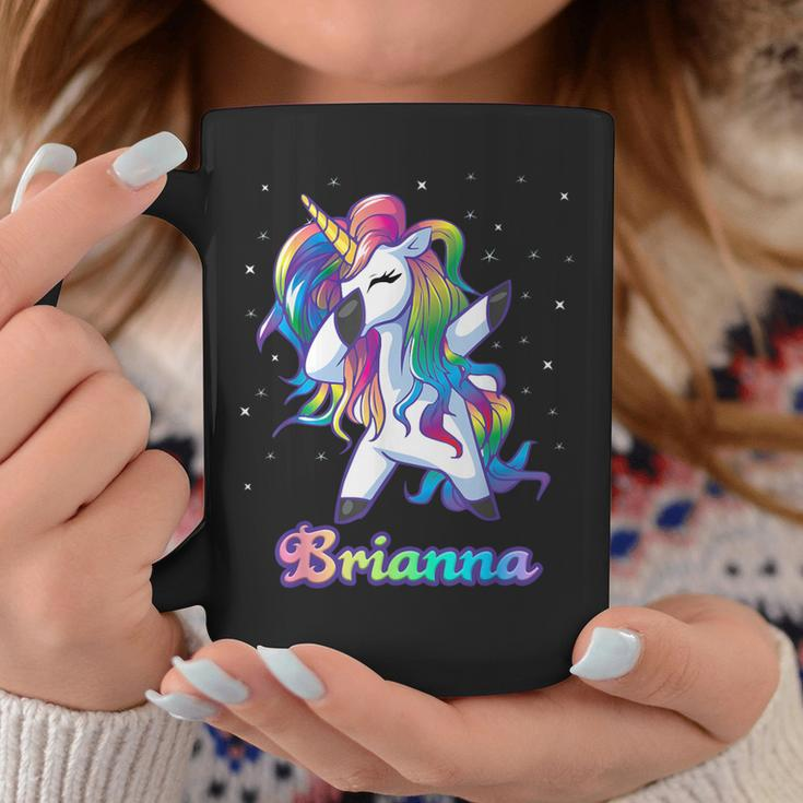 Brianna Name Personalized Custom Rainbow Unicorn Dabbing Coffee Mug Funny Gifts