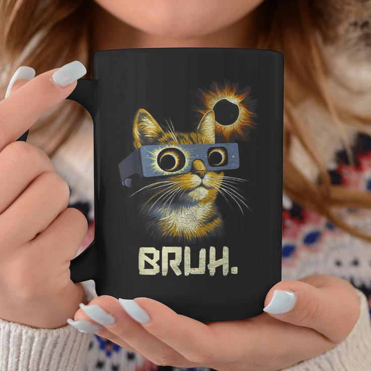Bruh Total Solar Eclipse Cat Wearing Solar Eclipse Glasses Coffee Mug Funny Gifts