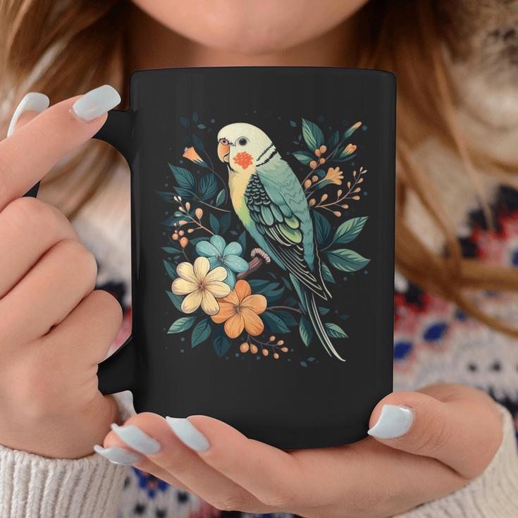 Budgie Parakeet Bird Mom Budgerigar Parrot Vintage Flower Coffee Mug Unique Gifts