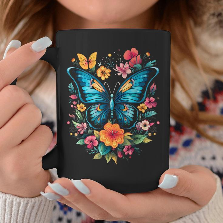 Butterfly With Flowers I Aesthetic Butterfly Coffee Mug Unique Gifts
