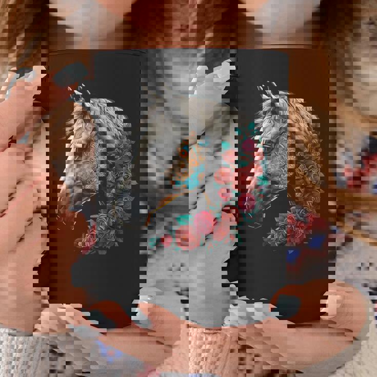 Caballo Mandala Flor Animal Motivo Caballo Taza de café Regalos divertidos