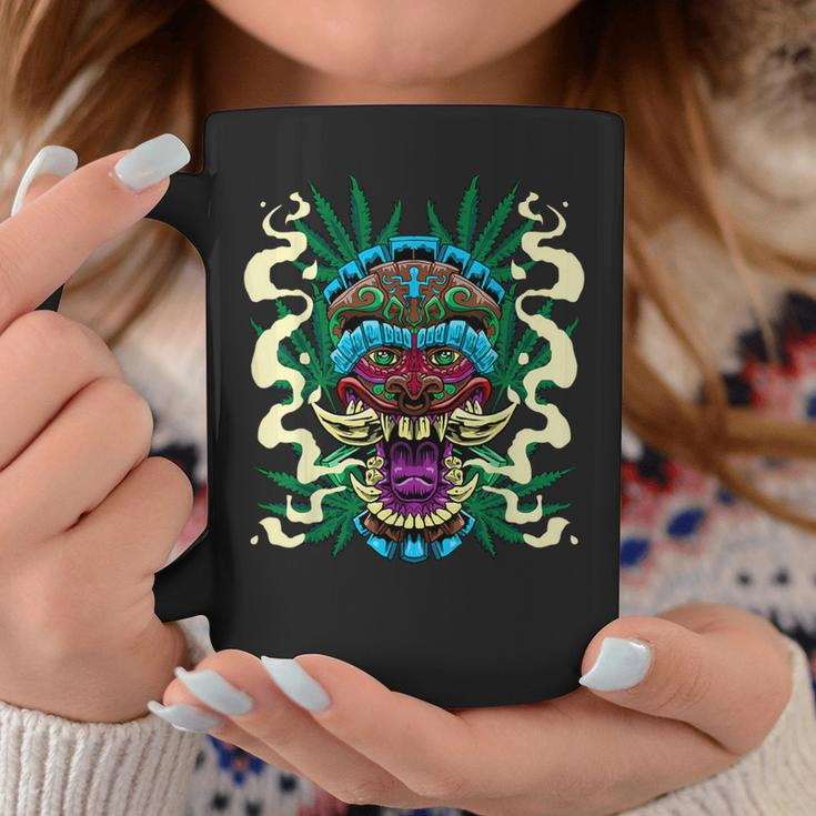 Cannabis Tiki Mask Hawaiian Totem Smoke Weed Hemp Idea Coffee Mug Unique Gifts