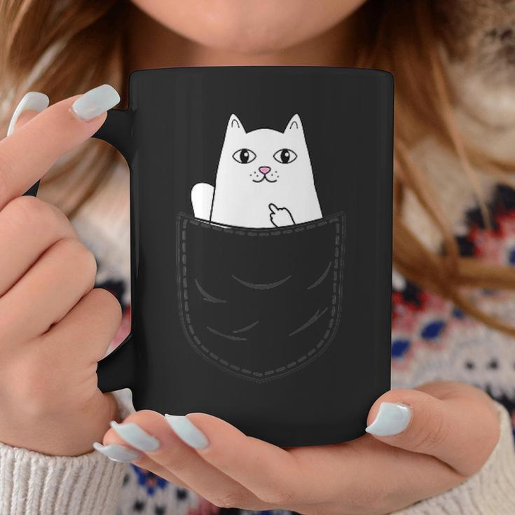 Cat Middle Finger Pocket Cat Gray Tassen Lustige Geschenke