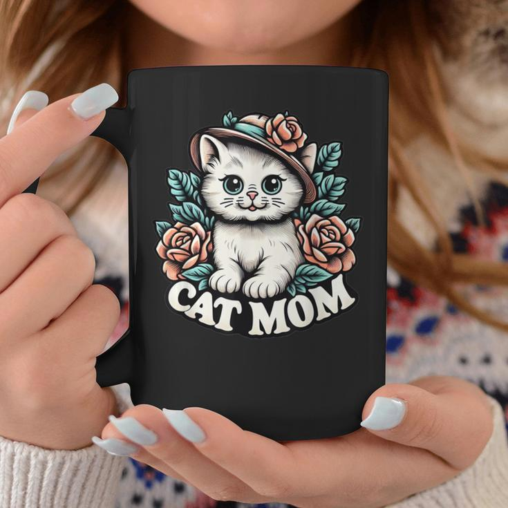 Cat Mom Happy For Cat Lovers Family Matching Coffee Mug Funny Gifts