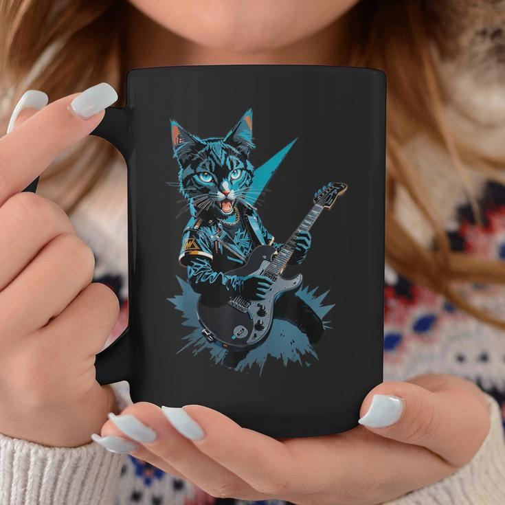 Cat Playing Electric Guitar Heavy Metal Rock Cat Lover Coffee Mug Personalized Gifts