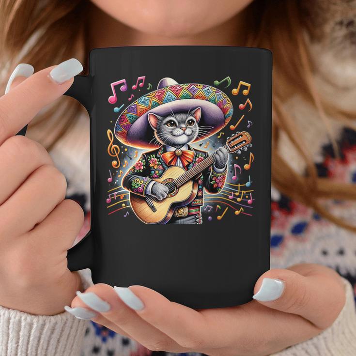 Cat Playing Guitar Mexican Hat Cinco De Mayo Music Coffee Mug Unique Gifts