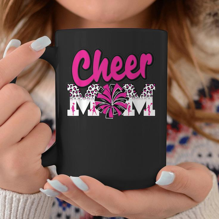 Cheer Mom Hot Pink Black Leopard Letters Cheer Pom Poms Coffee Mug Unique Gifts