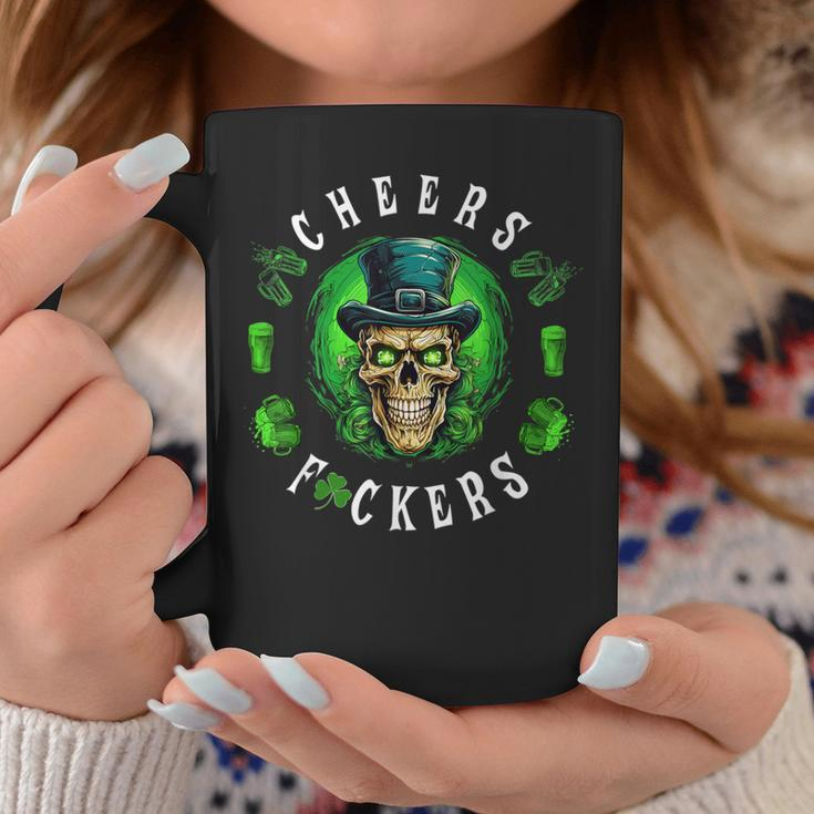 Cheers Fuckers St Patrick's Day Irish Skull Beer Drinking Coffee Mug Funny Gifts