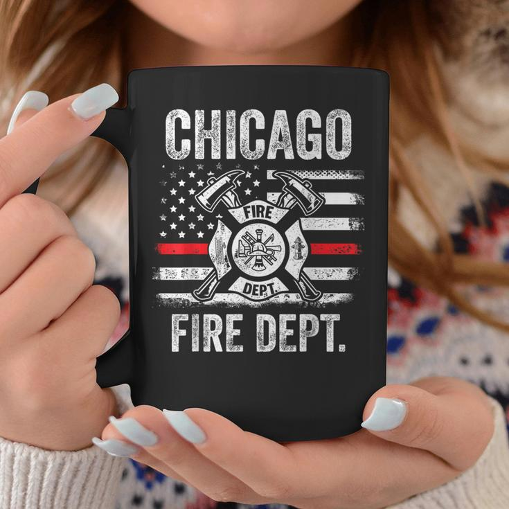 Chicago Illinois Fire Department Thin Red Line Fireman Coffee Mug Funny Gifts