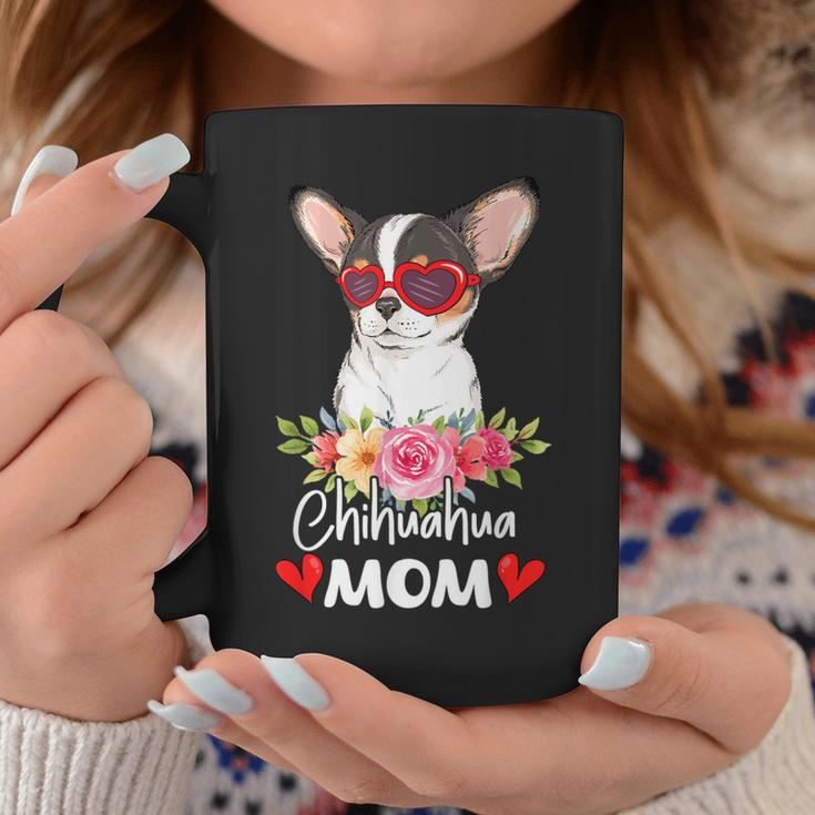 Chihuahua Mom Mama Sunglasses Flower Dog Lover Owner Womens Coffee Mug Funny Gifts