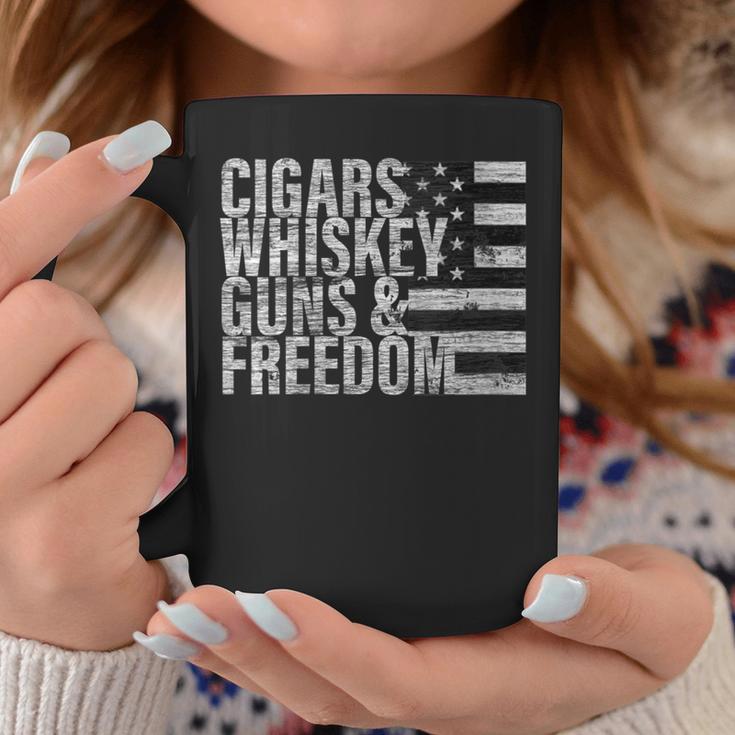 Cigars Whiskey Guns & Freedom Flag Coffee Mug Unique Gifts