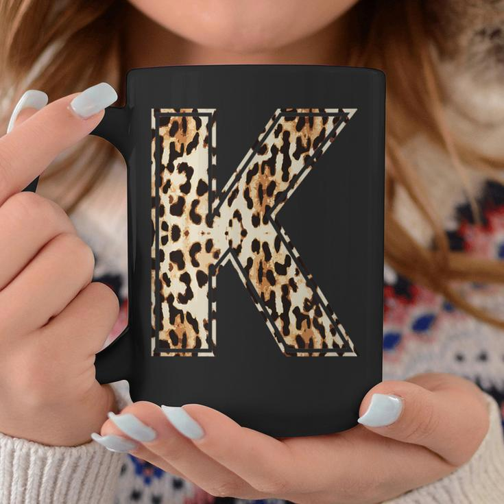 Cool Letter K Initial Name Leopard Cheetah Print Coffee Mug Unique Gifts