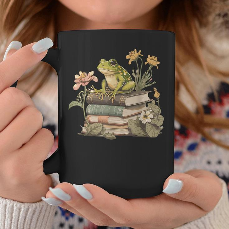 Cottagecore Aesthetic Frog Reading Book Mushroom Lover Coffee Mug Unique Gifts