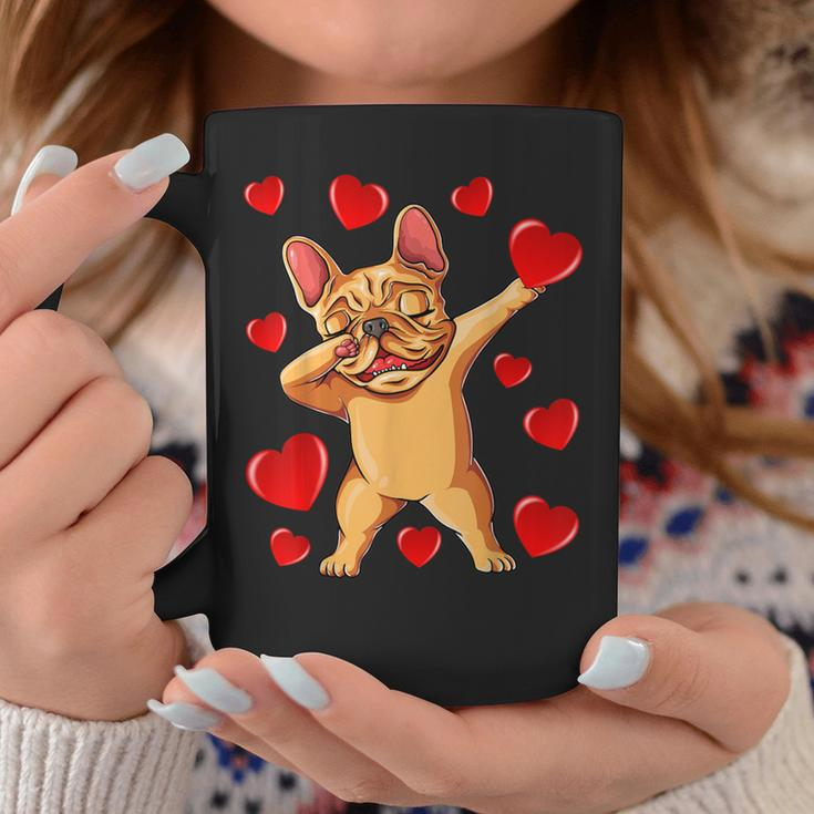 The Cream French Bulldog Dabbing Heart Valentines Day Coffee Mug Unique Gifts