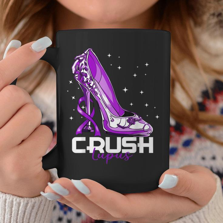 Crush Lupus Awareness Purple High Heel Purple Ribbon Womens Coffee Mug Funny Gifts