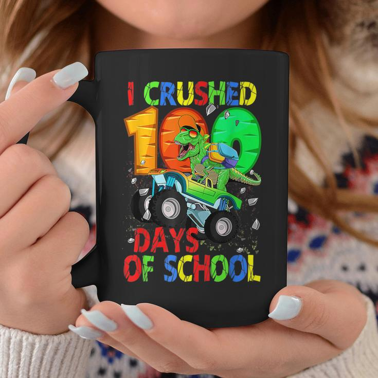 I Crushed 100 Days Of School Dinosaur Monster Truck Boy Coffee Mug Unique Gifts
