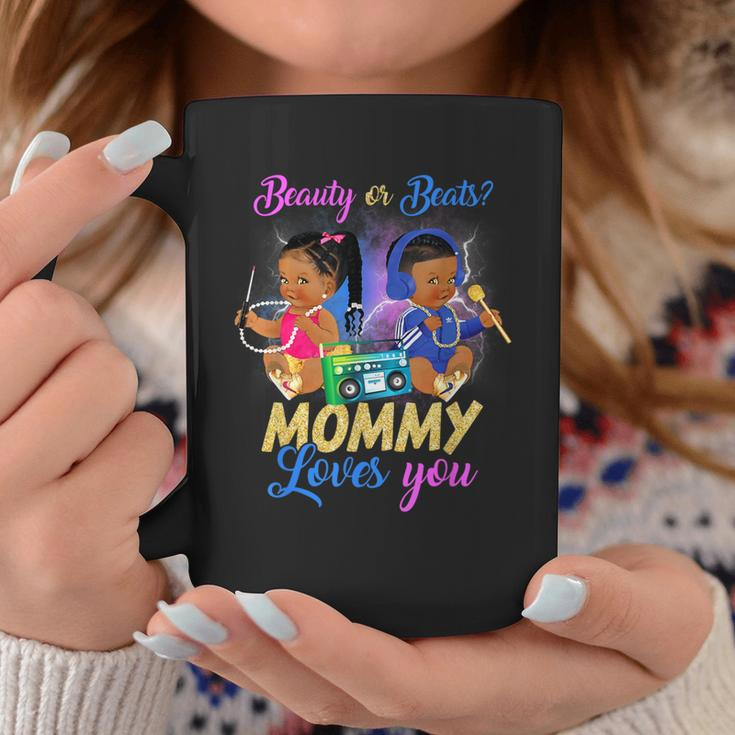 Cute Beauty Or Beat Mommy Loves You Gender Reveal Party Coffee Mug Unique Gifts