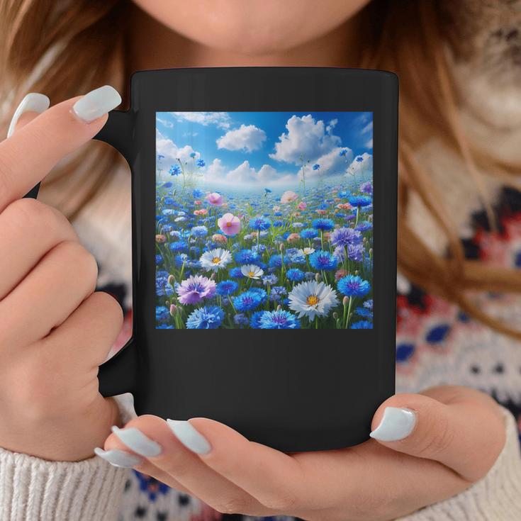 Cute Blue Floral Flowers Blossom Field Coffee Mug Unique Gifts