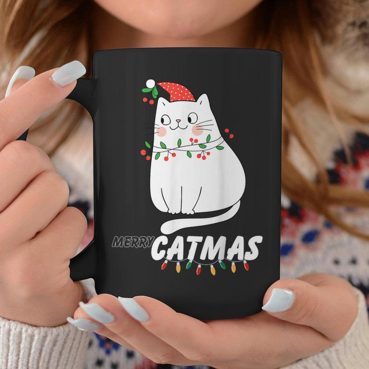 Cute Cat Merry Catmas Christmas Cat Lovers Santa Pajama Coffee Mug Funny Gifts
