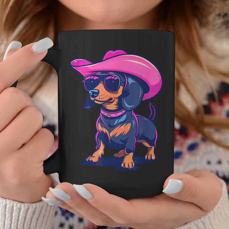 Cute Dachshund Pink Cowboy Hat Wiener Sausage Dog Puppy Coffee Mug Unique Gifts