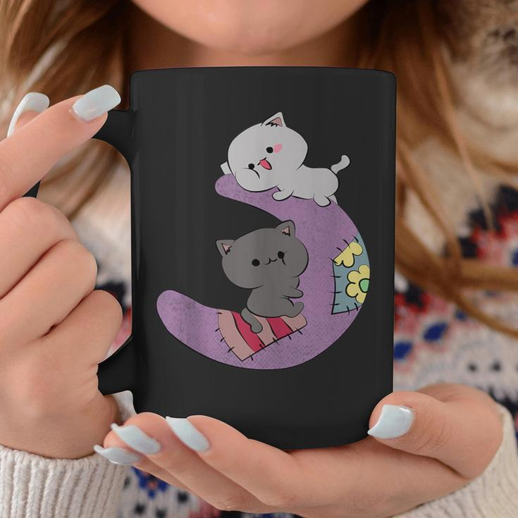 Cute Kawaii Cat Anime Cute Cats On Purple Moon Coffee Mug Unique Gifts