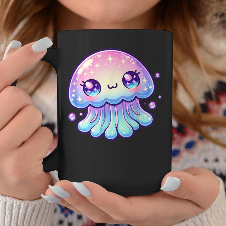 Cute Kawaii Jellyfish Anime Fun Blue Pink Sea Critter Coffee Mug Funny Gifts