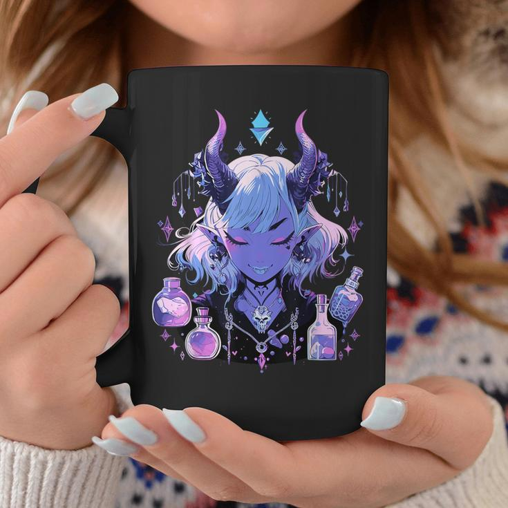 Cute Kawaii Witchy Demonic Lady Crystal Alchemy Pastel Goth Coffee Mug Funny Gifts