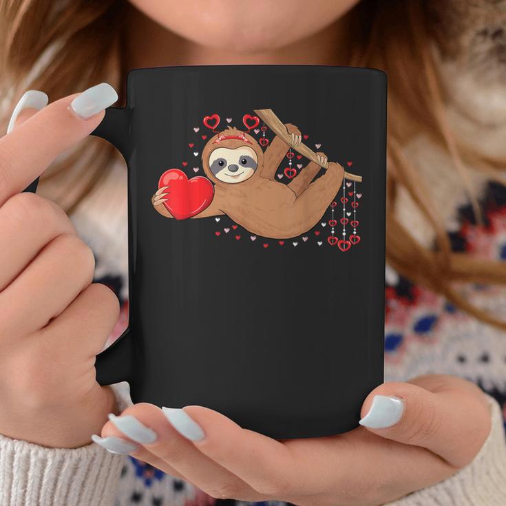 Cute Lazy Sloth Holding Heart Love Sloth Valentines Day Coffee Mug Unique Gifts