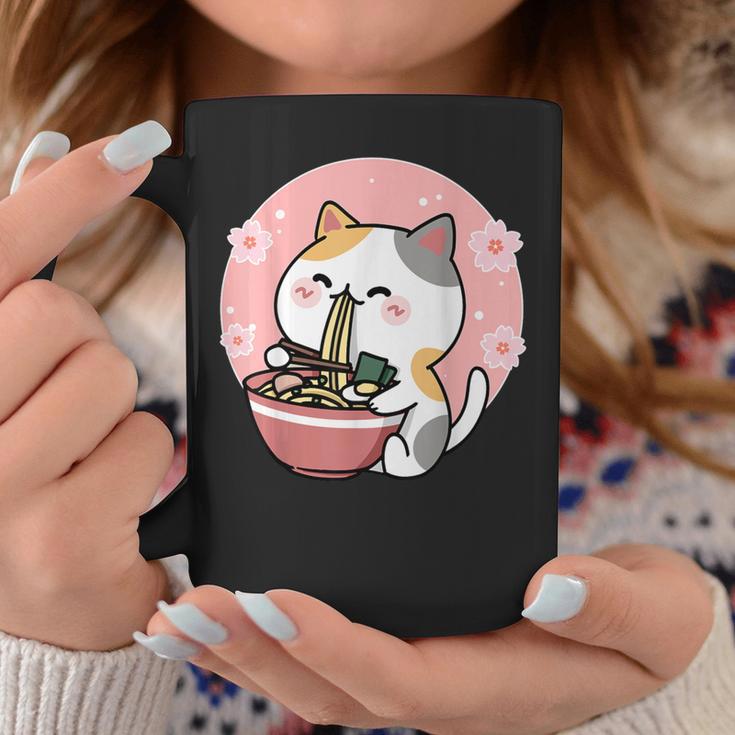 Cute Ramen Cat Kawaii Anime Sakura Pink Coffee Mug Unique Gifts