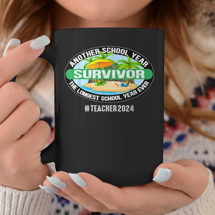 Cute School Year Survivor Teacher 2024 End Of School Year Coffee Mug Funny Gifts
