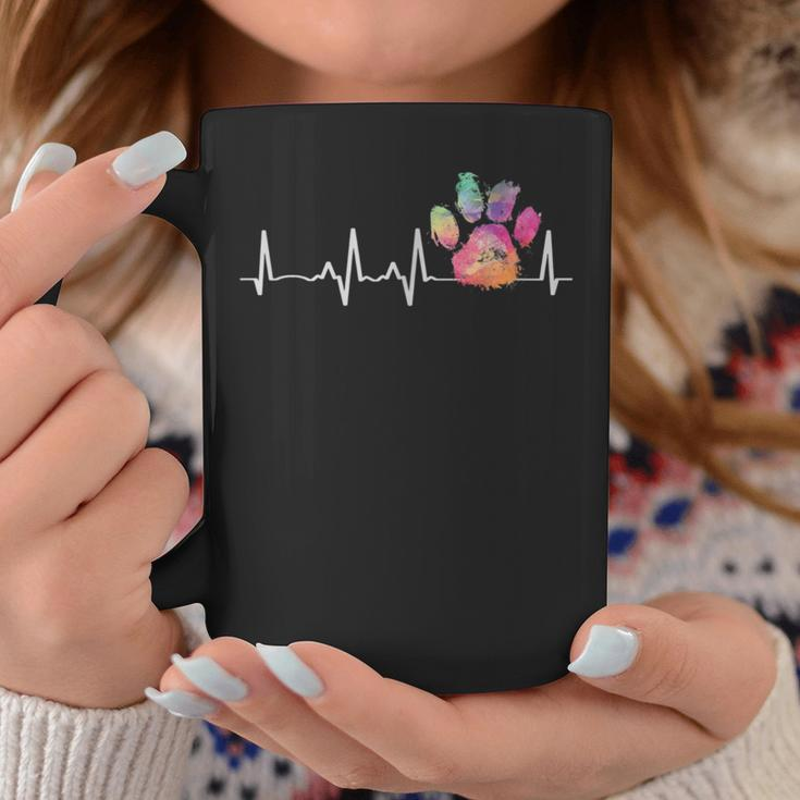 Cute Veterinarian Rainbow Paw Print Heartbeat Vet Tech Coffee Mug Unique Gifts