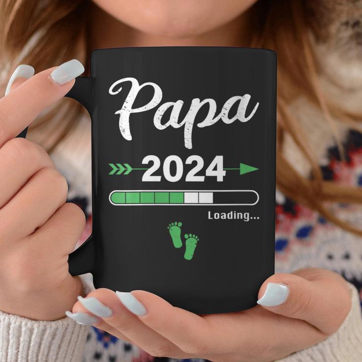 Damen Papa Loading 2024 Werdender Papa Baby Geburt Daddy To Be Mit-Ausschnitt Tassen Lustige Geschenke