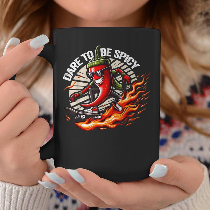 Dare To Be Spicy Chili Pepper Skateboarder Spice Lover Coffee Mug Unique Gifts