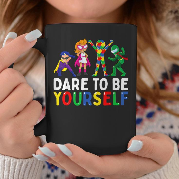 Dare To Be Yourself Autism Awareness Superheroes Coffee Mug Personalized Gifts