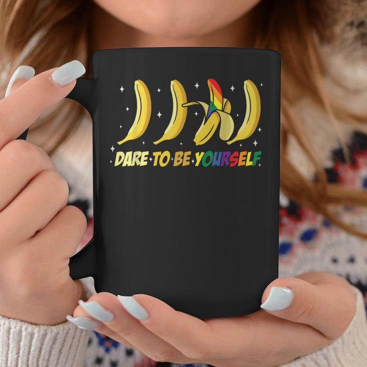Dare To Be Yourself Cute Banana Lgbtg Pride Rainbow Flag Coffee Mug Unique Gifts