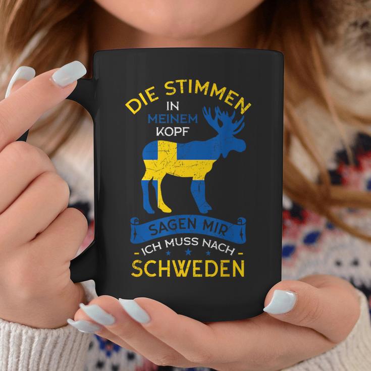 Die Stimmen In Meinem Kopf Sagen Mir Ich Muss Nach Schweden Tassen Lustige Geschenke