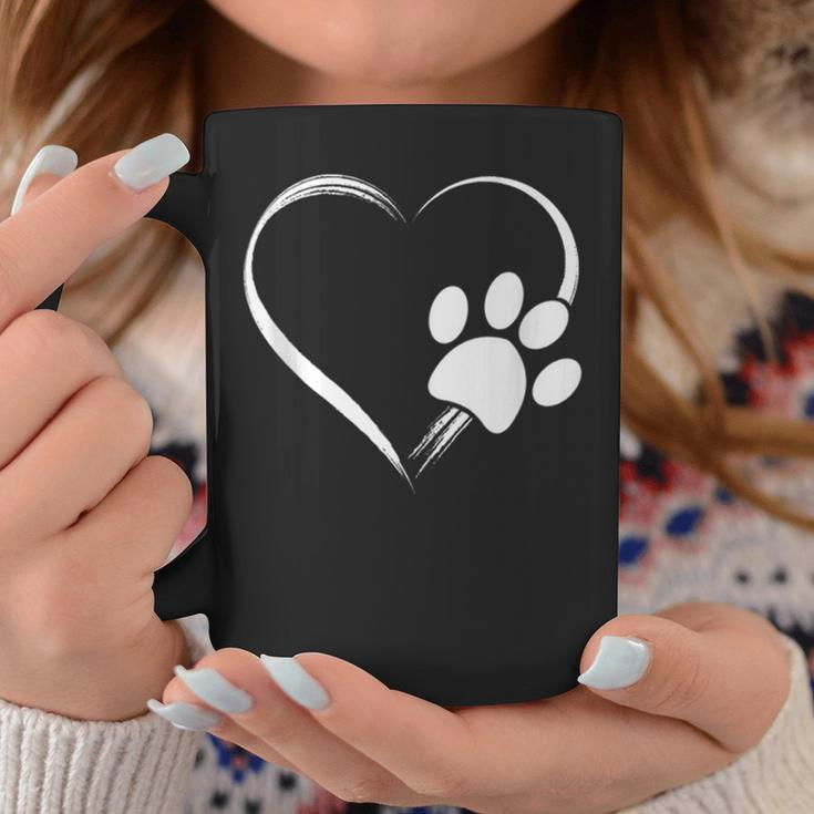 Dog Paw Print Heart For Mom For Dad Coffee Mug Unique Gifts