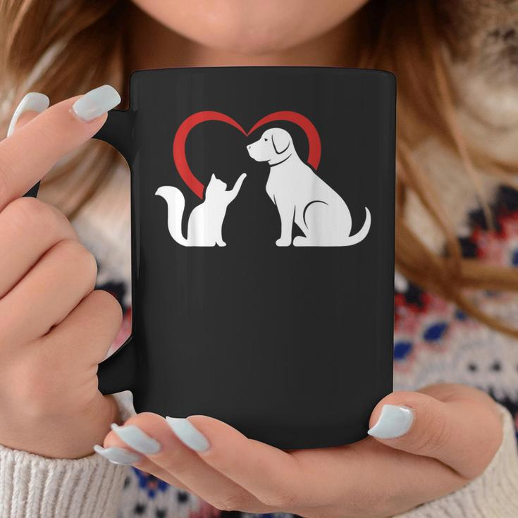 Dog Puppy And Baby Cat Heart Animal Dog & Cat Coffee Mug Personalized Gifts