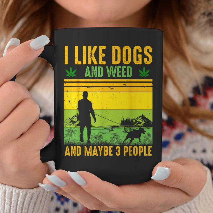 I Like Dogs And Weed And Maybe 3 People Vintage Stoner Coffee Mug Unique Gifts