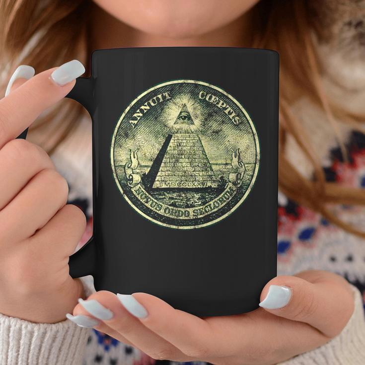 A Dollar Note Allseeing Eye Pyramid Illuminati Tassen Lustige Geschenke