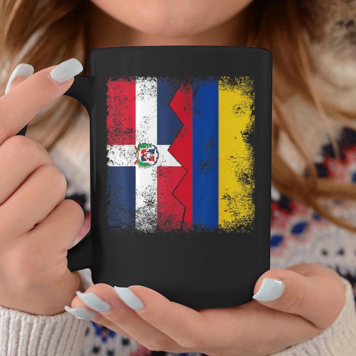 Dominican Republic Roots Half Colombian Flag Colombia Coffee Mug Unique Gifts