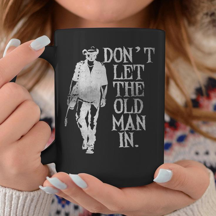 Don't Let The Old Man In Vintage American Flag Style Coffee Mug Unique Gifts