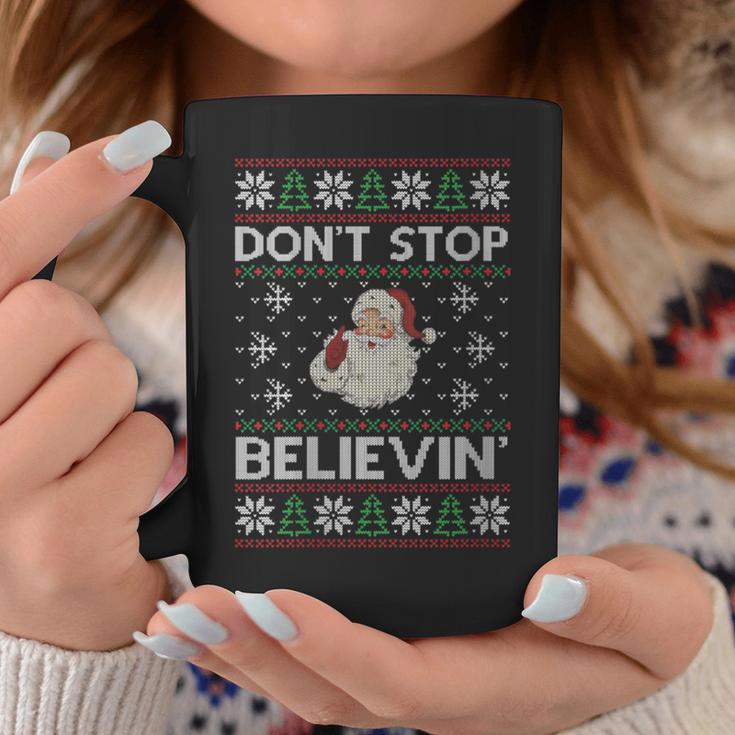 Don't Stop Believing Santa Hat Family Matching Christmas Coffee Mug Unique Gifts