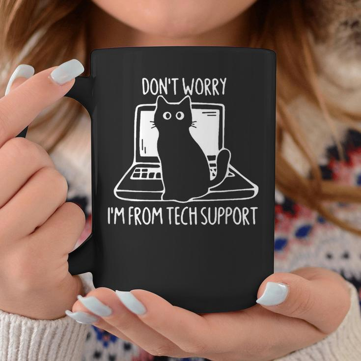 Don't Worry I'm From Tech Support Cat On Computer Coffee Mug Personalized Gifts